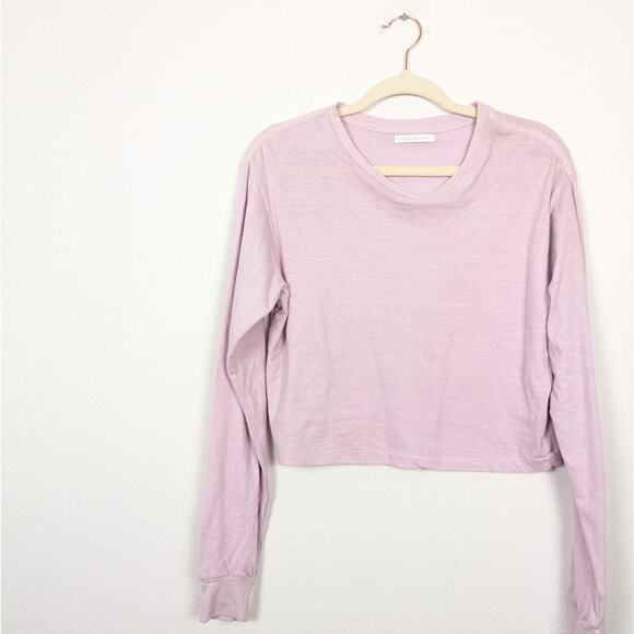 John Elliott Lilac Lightweight Cotton Cropped Long Sleeve Tee - Picture 3 of 7